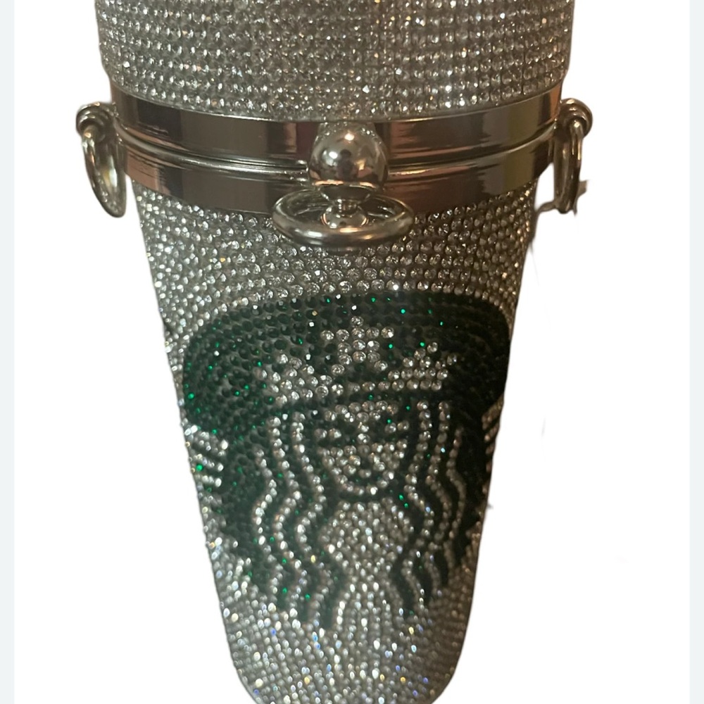 Starbucks Silver, Green & Gold Rhinestone Crossbody Purse - Picture 13 of 15